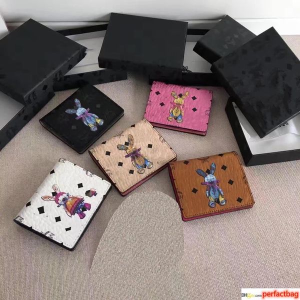 

2017 new fashion south korea 2 fold 3d rabbit wallet, Red;black