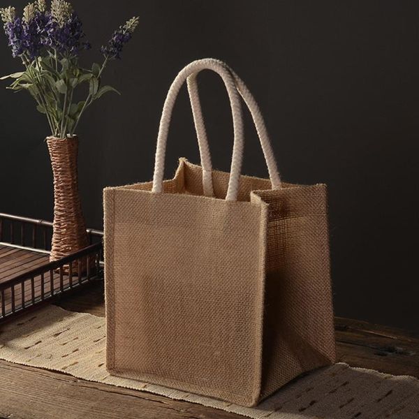 

vintage cotton linen gift bag shopping carry storage bag reusable handbags wedding christmas birthday party gift bags41x18x32cm