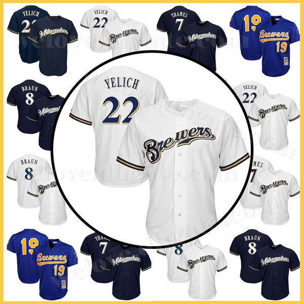 

22 chri tian yelich 19 robin yount brewer jer ey men milwaukee 7 eric thame 8 ryan braun ba eball jer ey ale