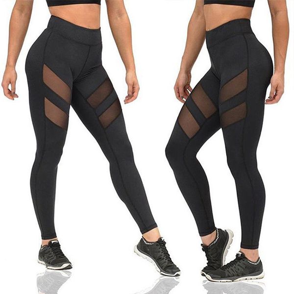 

high waist sports pants tummy control 4 way stretch mesh women fitness leggings gym sports fitness cozy slim yoga pants, White;red