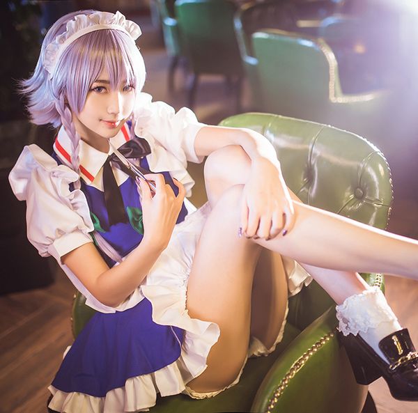 

новый аниме touhou проект izayoi сакуя косплей костюм фартук горничная платье хэллоуин костюмы для женщин на заказ любого размера, Black