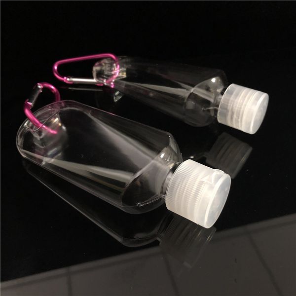 

60ml50ml30ml hand sanitizer bottle for disinfectant liquid with key ring hook transparent plastic bottle fast sea freight