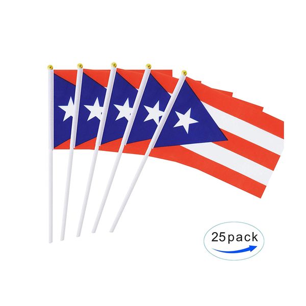 Puerto Rico-Handflaggen-Banner, nationale Aufhängung für den Innen- und Außenbereich, Polyesterstoff, machen Sie Ihre eigenen Flaggen