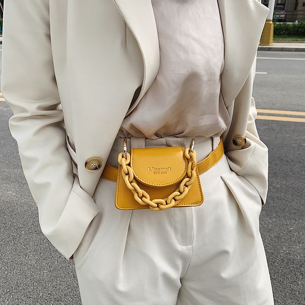 

фантазия 2020 новый специальный дизайн толстая акриловая цепочка поясная сумка для женщин 4 цвета модный регулируемый нагрудный мешок мини т