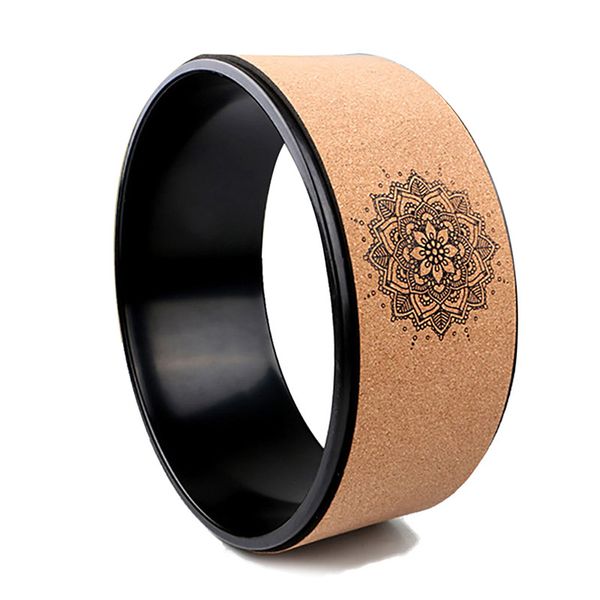 

professional cork sport dharma yoga wheel stretch yoga circle pilates ring improving posture back roller for home beginner