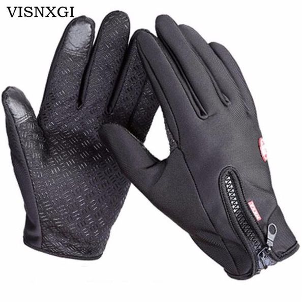 

windser gloves anti slip windproof thermal warm touchscreen glove breathable tacticos winter men for women black zipper g016, Blue;gray