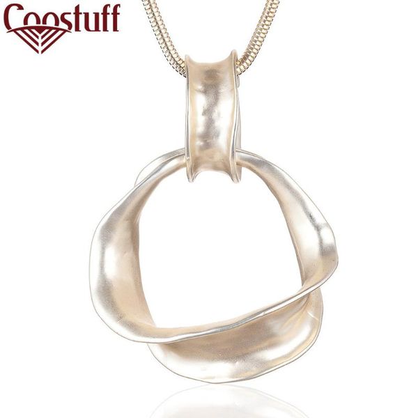 

trendy gold women's long chain jewelry necklace with silver geometry pendants fashion female unusual neck decoration accessories