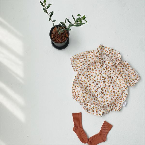 

2020 korea girls clothes baby girl boy bodysuit summer clothe outfits pattern florals in the romper, Blue
