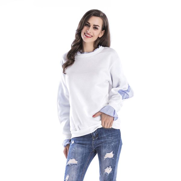 

early spring new fake two-piece pullover plus velvet thickening fashion women, Black