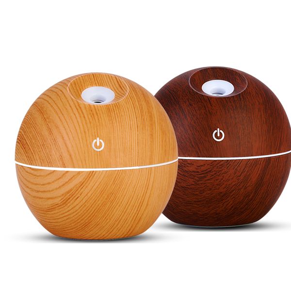 

Hot USB Wood Grain Diffuser 130ml Ultrasonic Humidifier Household Aroma Diffuser Mist Maker with LED