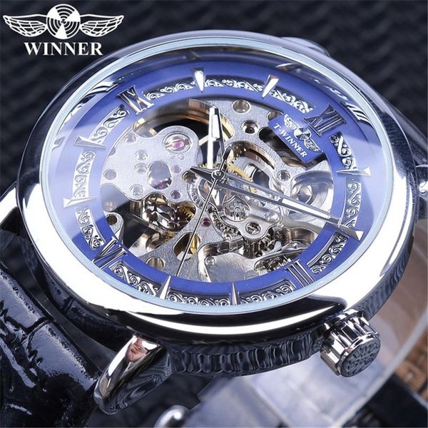 

european and american style mens fashion casual hollow mechanical movement automatic mechanical watch wholesale, Slivery;brown