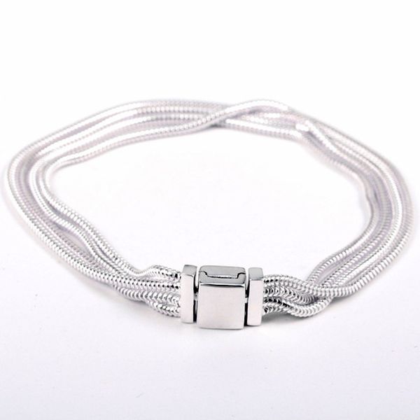 

original reflexions multi snake chain bracelet bangle fit women 925 sterling silver bead charm bracelet diy europe jewelry, Golden;silver