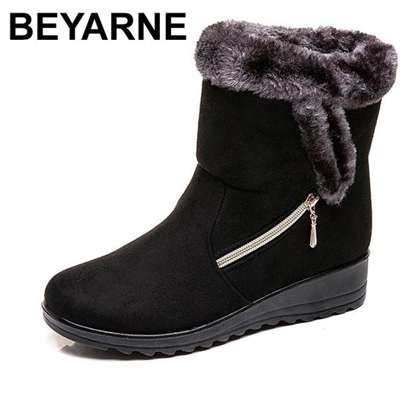 

beyarne winter boots women plush snow boots keep warm women's cotton shoes woman plus size eur 35- 43 botas mujere951, Black