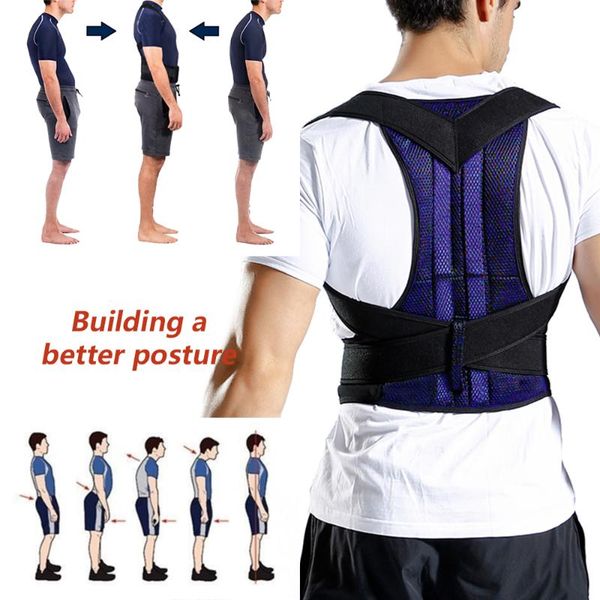 

waist support adjustable back posture corrector corset correction belt trainer shoulder lumbar brace spine, Black;gray