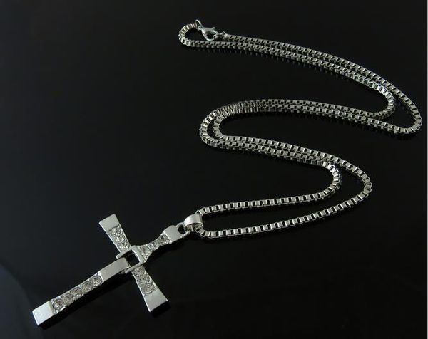 

for men fast and furious cross necklaces&pendants movie jewelry classic rhinestone pendant sliver cross ing, Silver