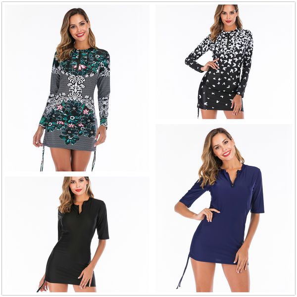 

женщины rashguard купальники с длинным рукавом сыпь гвардейской zipper серфинг топ две пьесы купальник серфинг вождения bodysuit плавать пла, White;black