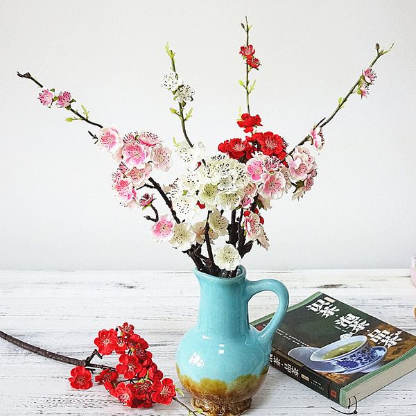 

2018 classical plum cherry blossoms artificial silk flowers sakura tree branches wedding decoration home table decor fake flower