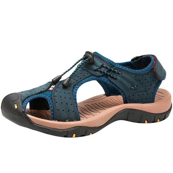 

2121 nice male shoes leather men sandals summer men shoes beach sandals man fashion outdoor casual 58 big size man, Black