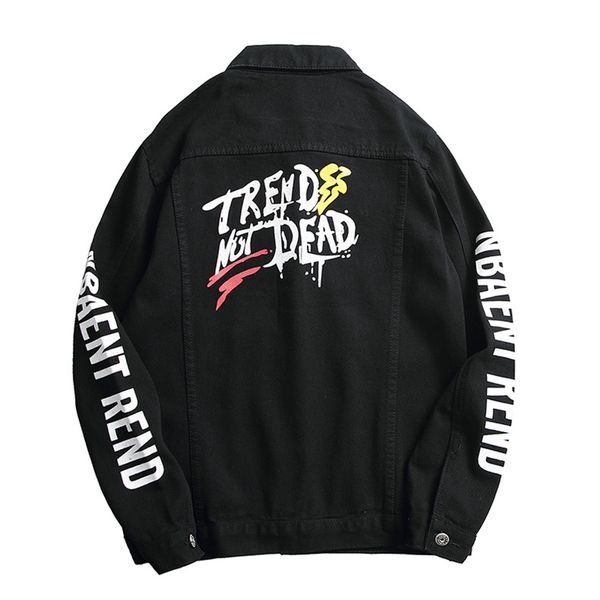

men's fashion denim jacket hip hop printed denim jacket spring autumn coat for male, Black;brown