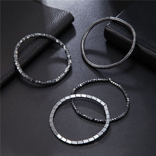 

2019 new geometric wristband men hematite stone bracelet irregular beads charm bracelet for men jewelry pulsera hombres, Golden;silver