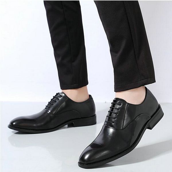 

party office men dress shoe monk oxfords formal shoes men genuine leather wedding suit pointed toe shoes a51-03, Black