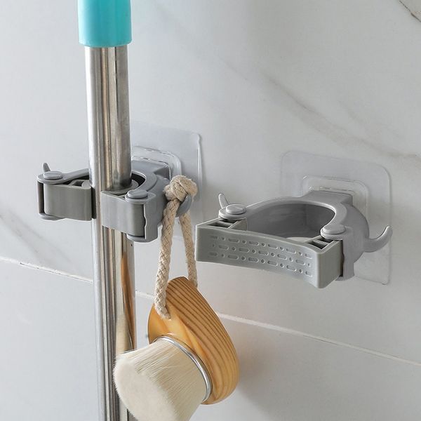 

wall mounted mop organizer holder brush hanger storage rack kitchen hook#t2