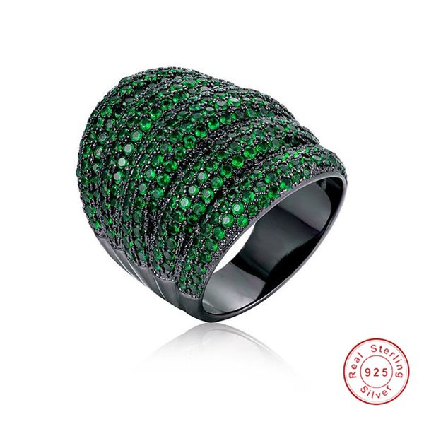 

luxury wide stackable geometry green stone rings for women wedding engagement dubai bridal finger ring jewelry gift size 5-10, Slivery;golden