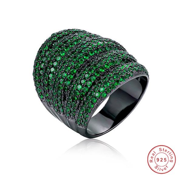 Anelli di pietra VERDE con geometria ampia impilabile di lusso per le donne Matrimonio Fidanzamento Dubai Anello da dito nuziale Gioielli regalo misura 5-10