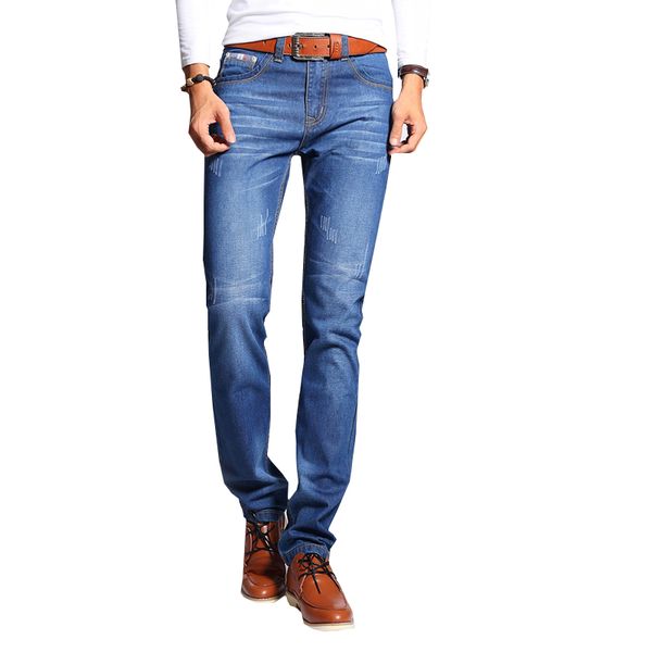 

jeans men levy jeans mens skinny brand trousers straight male pant classic solid stretch full length n-zk066, Blue