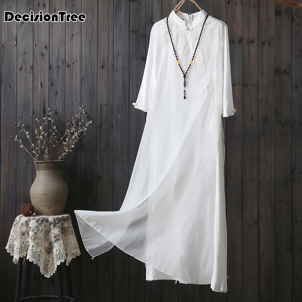 

2019 chinese dress cheongsam qipao chinese traditional embroidery female cheongsam cotton and linen dress, Red