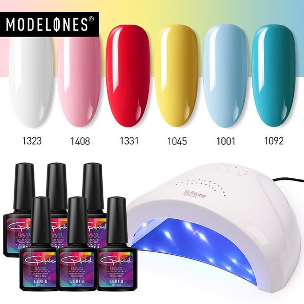 

modelones 7pcs/lot 48w/36w led lamp nail dryer led gel nail polish art hybrid gel lacquer tools kits soak off uv