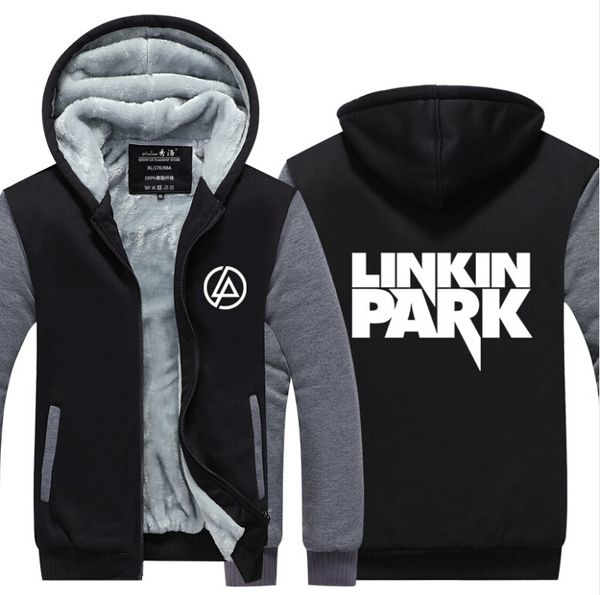 

2017 usa size men women linkin park adult thicken hoodie zipper sweatshirts coat jacket, Black