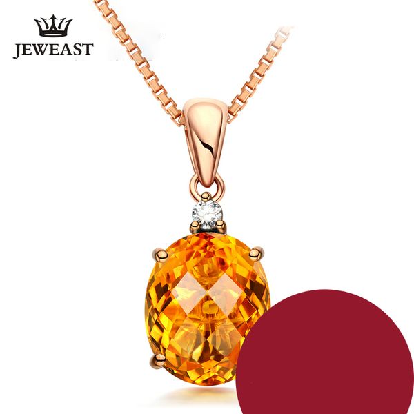 

lszb natural citrine 18k pure gold pendant real au 750 solid gold upscale trendy classic party fine jewelry sell new 2019, Blue;slivery