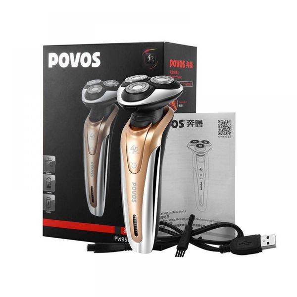 

povos factory direct sale rechargeable electric shaver for men shaving usb charge razor triple blades 4d waterproof pw956v