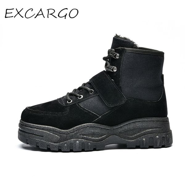 

winter new men's cotton shoes warm snow floor boots thick bottom heightening men's shoes korean edition explosion martin bo, Black