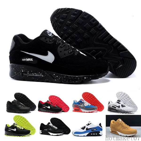 

высокое качество воздушной подушки 90 повседневные кроссовки дешевые черный белый красный 90 мужчины женщины кроссовки классический air90 тр, Black