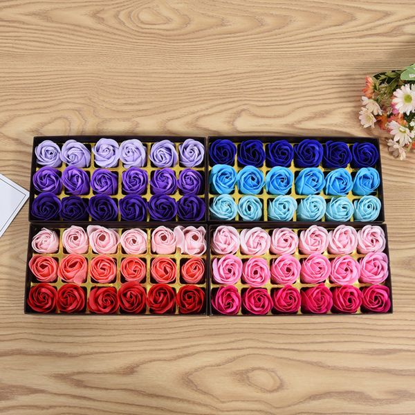 

18pcs romantic rose soap flower heads diy artificial flowers bathing petals box for valentine's day wedding decoration gift