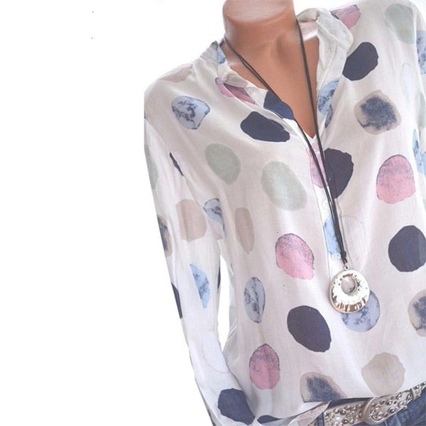 

women blouse ladies womens and blouses women spring blusas shirt dot printed long sleeves office lady blouse shirts blusa, White