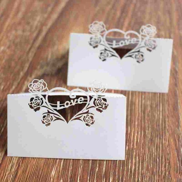 

wedding table centerpieces laser cut rose love table card wed party place card holder name card multi color ing