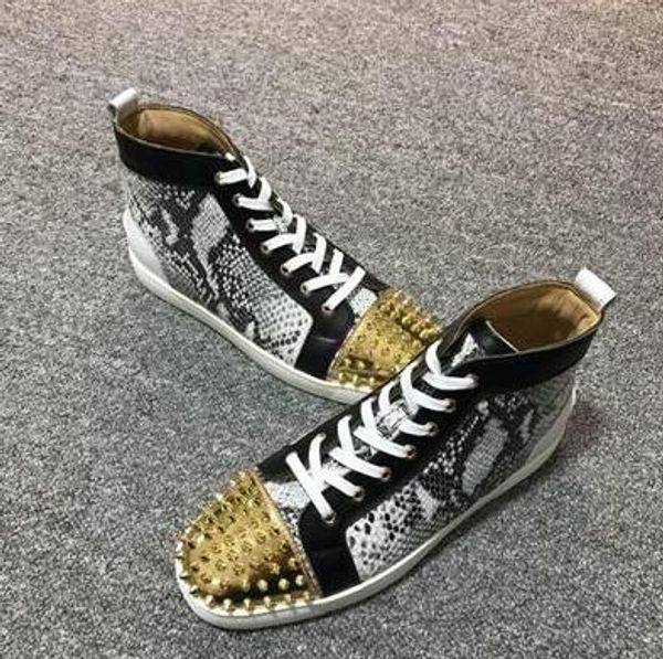 

designer luxury men women casual spikes sneakers lace up outdoor red bottom shoes trainer fashion chaussures eu35-47, Black