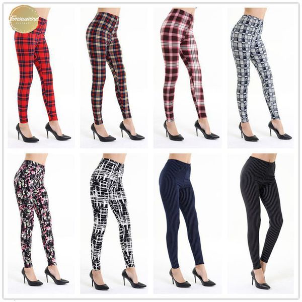 

female fitness leggings women spring fall print striped plaid leggings slim pencil pants calzas deportivas leggin, Black