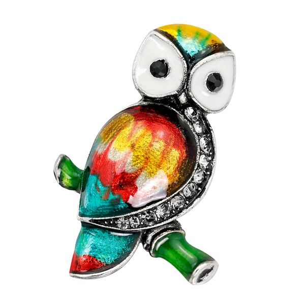 

colorful enamel owl bird branch elegant party brooch pin badge charm jewelry, Gray
