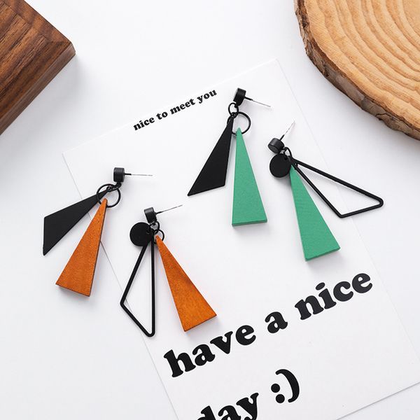 

fashion statement geometric triangle drop long earrings asymmetric simple earrings jewelry oorbellen brinco orecchini donna, Silver