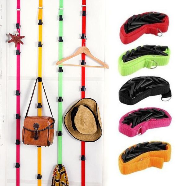 

useful 8 hooks adjustable rack over door straps hanger & holders coat storage clothes hat organizer bag racks w5b2