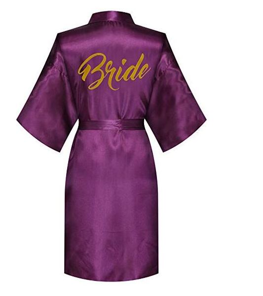 

2019 summer purple gown satin silk robe wedding robe bride bridesmaid dressing women robes skirt clothes word 1pc, Black;red