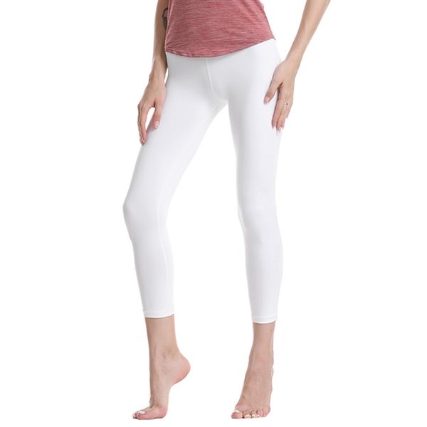 

women's fitness yoga pants quick-drying elastic high waist lift hip slim training sport nine pants white, White;red