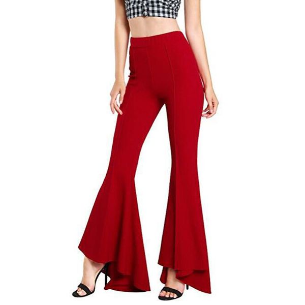 

7 colors black elegant office lady elastic waist flare hem pants casual solid minimalist pants 2019 summer women trousers, Black;white