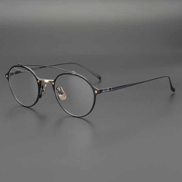 

vintage pilot pure titanium eyeglasses frame men women designer spectacles myopia optical glasses frame eyewear, Black