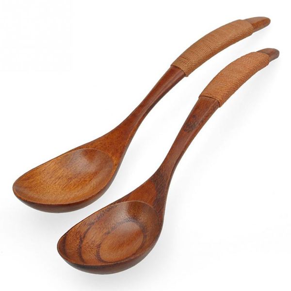 

1 pcs new long handle nature wooden spoon kitchen cooking utensil tool soup porridge teaspoon catering cuchara de madera