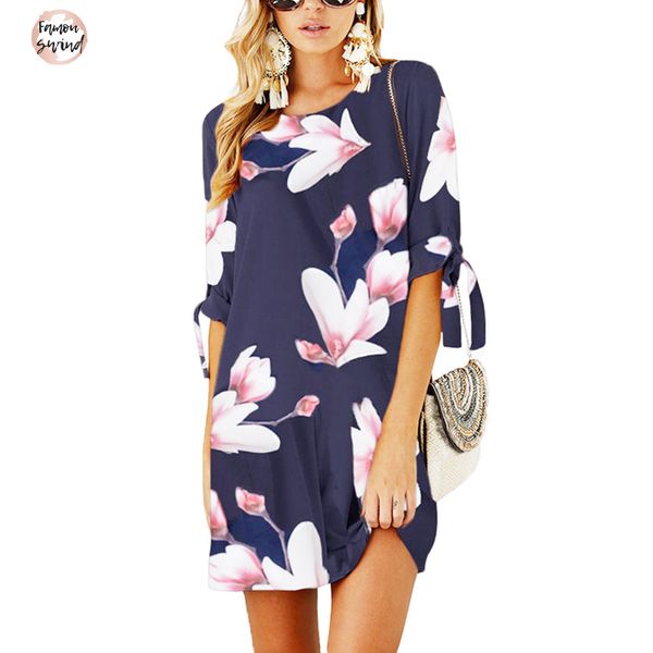 

плюс размера платья женщин цветочных печати половина рукав вскользь платье лета o шеи коротких шифоновых платья вскользь мантия femme ete, Black;gray